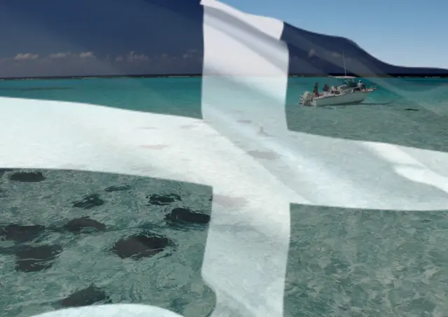 Cornish flag and Cayman beach