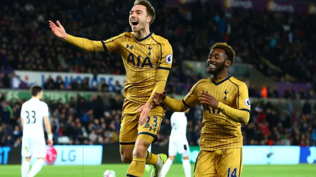 Christian Eriksen of Tottenham Hotspur celebrates