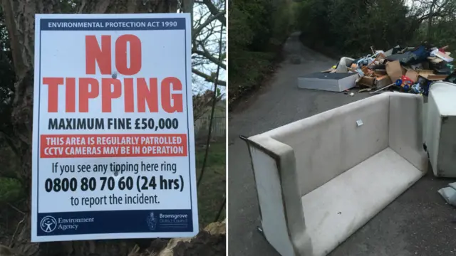 Flytipping blocks a road in Kings Norton