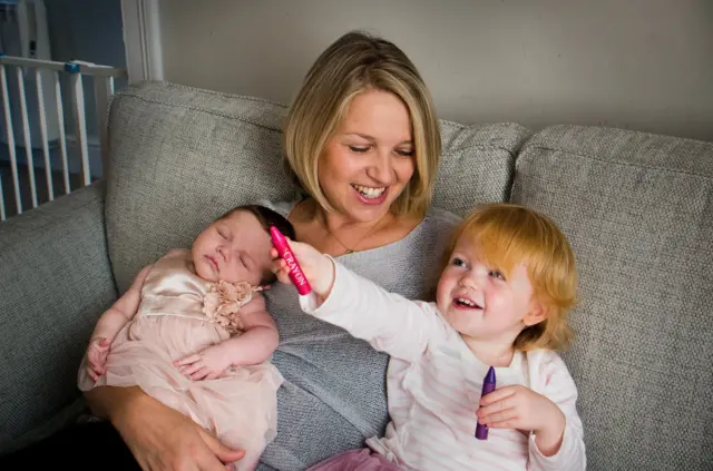 Vicky Hancock with two children