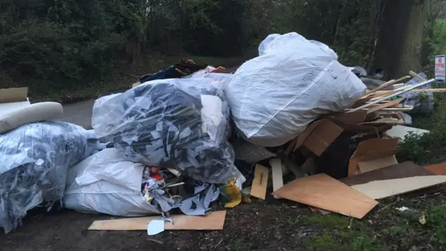 Flytipping blocks a road in Kings Norton