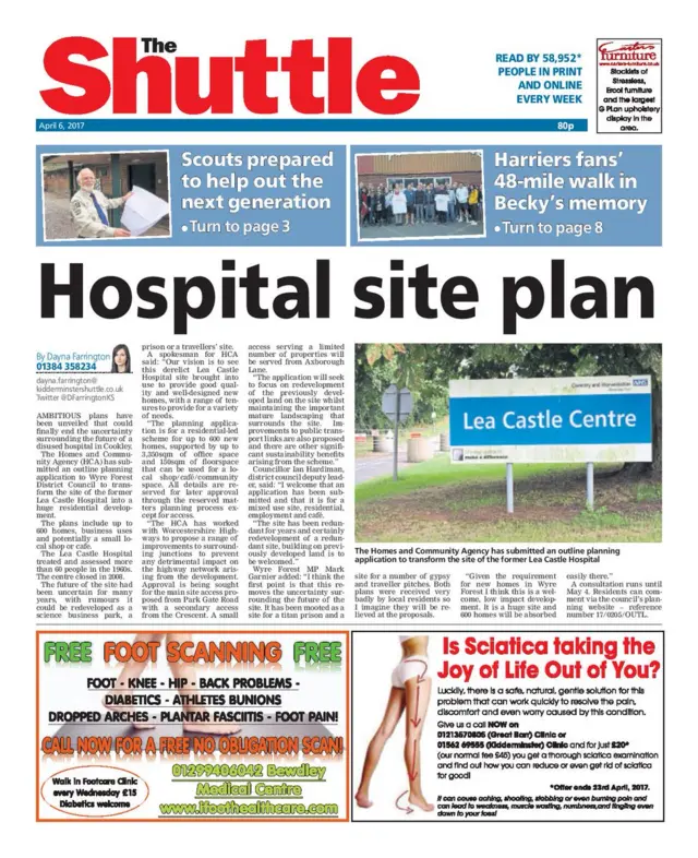 Kidderminster Shuttle front page