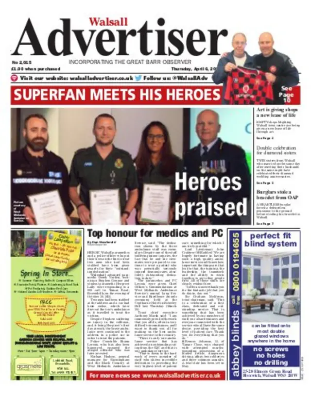 Walsall Advertiser front page