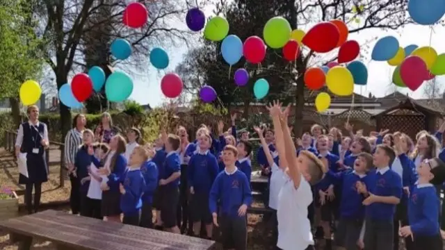 Pupils opened the garden at Offley Primary School