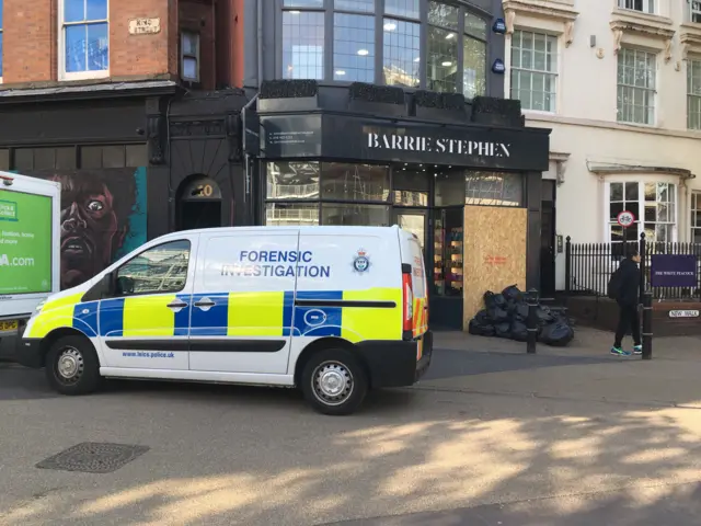 Police outside Barrie Stephens