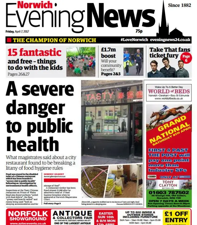 Evening News front page