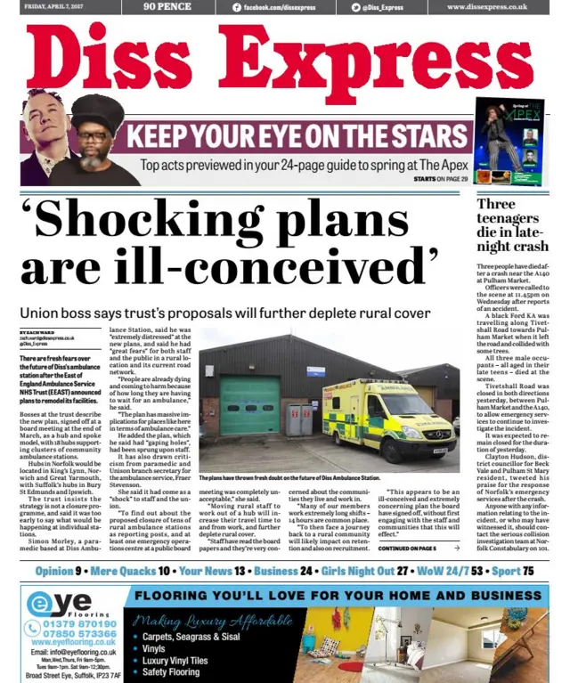 Diss Express front page