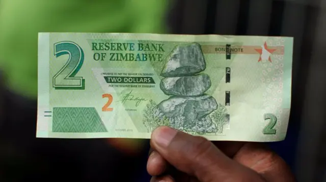 Zimbabwe two dollar bond note