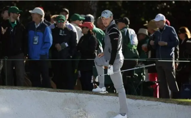 Danny Willett in the bunker at Augusta