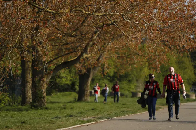 Bournemouth fans on their way to the ground