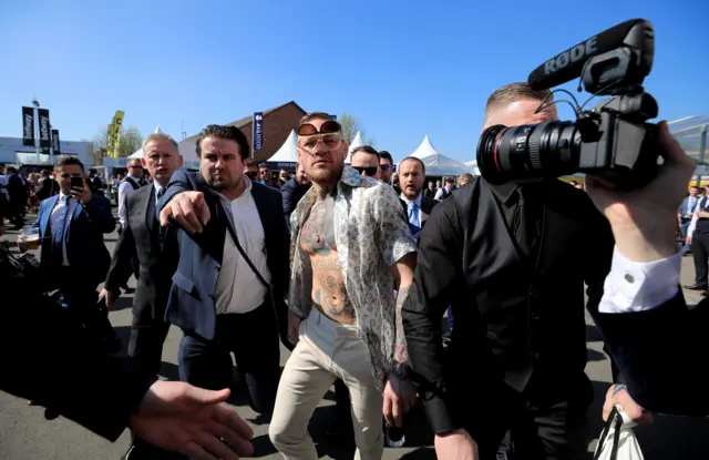 UFC superstar Conor McGregor arrives at Aintree.