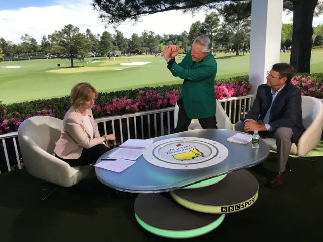 Gary Player demonstrates a shot in the BBC studio