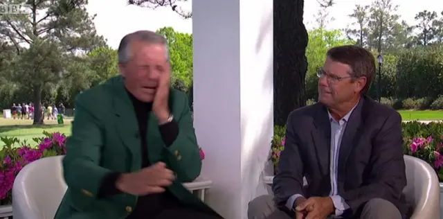 Gary Player in the BBC Studio with Paul Azinger