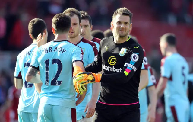 Burnley players at full-time