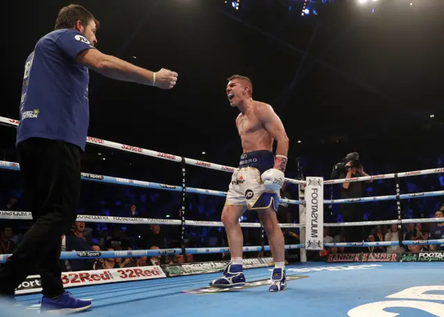 Liam Smith celebrates