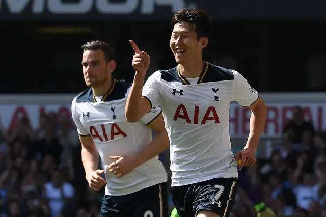 Son Heung-Min celebrates