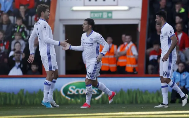 Eden Hazard celebrates