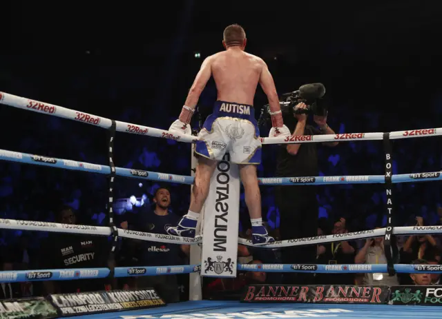 Liam Smith celebrates