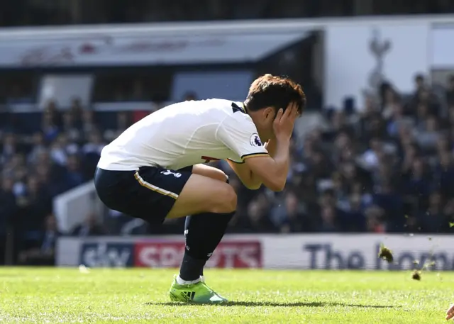 Son Heung-min looks dejected