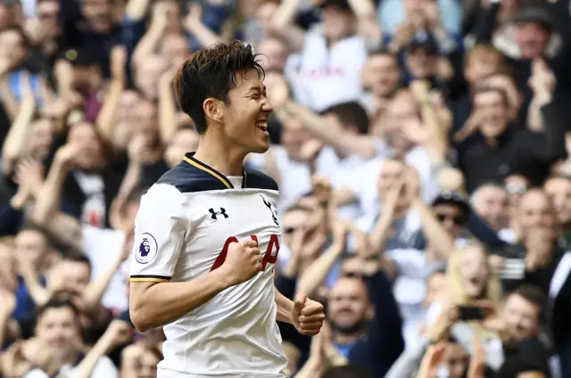 Son Heung-min celebrates