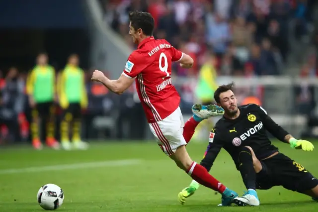 Robert Lewandowski is fouled