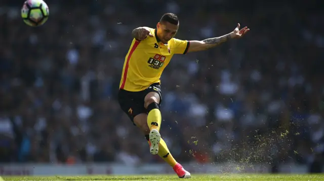 Jose Holebas of Watford shoots