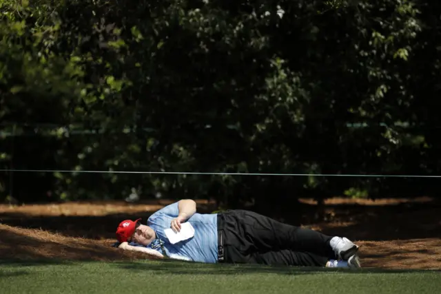 A man sleeps at Augusta