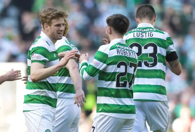 
          Stuart Armstrong celebrated his player of the month award by sending Celtic 1-0 up at home to Kilmarnock
        