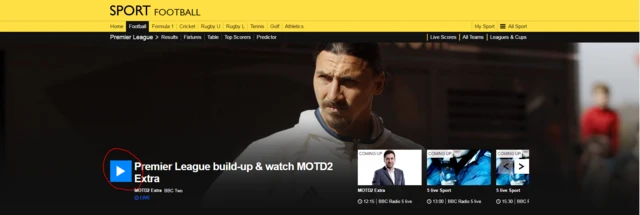 BBC Sport live page