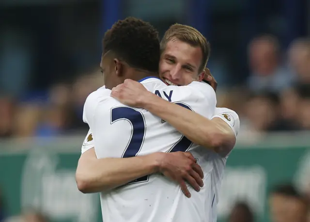 Marc Albrighton celebrates