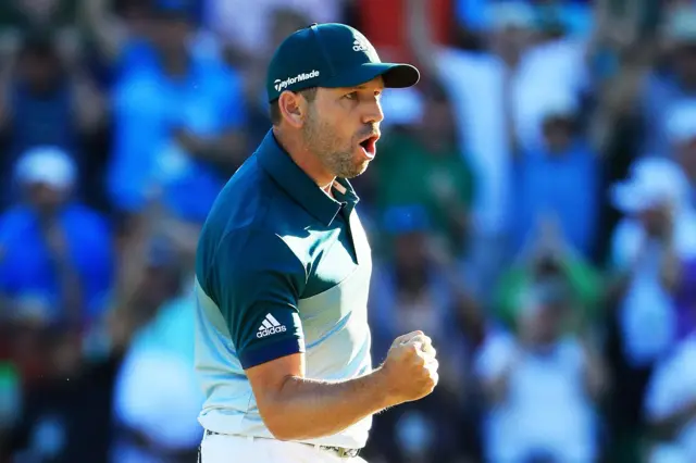 Sergio Garcia of Spain celebrates