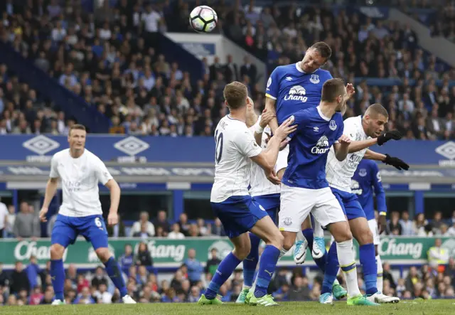 Phil Jagielka scores with a header