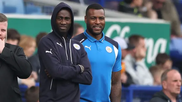 Wes Morgan looks on from the touchline