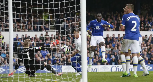 Romelu Lukaku scores