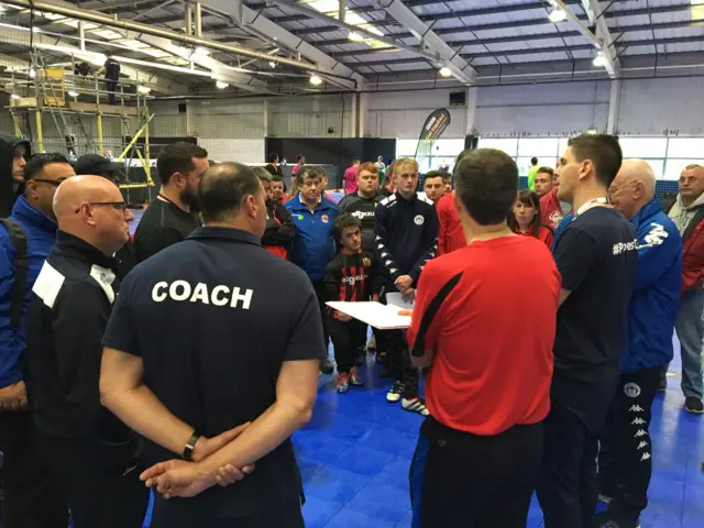 Teams getting a briefing from the FA