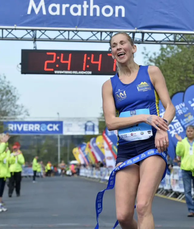 Laura Graham crossed the Belfast Marathon finish line