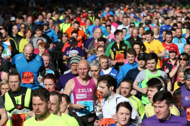 Runners in the Belfast Marathon