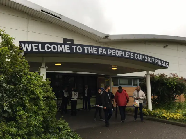 Entrance to the FA People's Cup finals venue in Birmingham