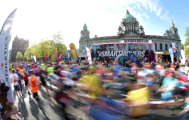 Runners in the Belfast Marathon