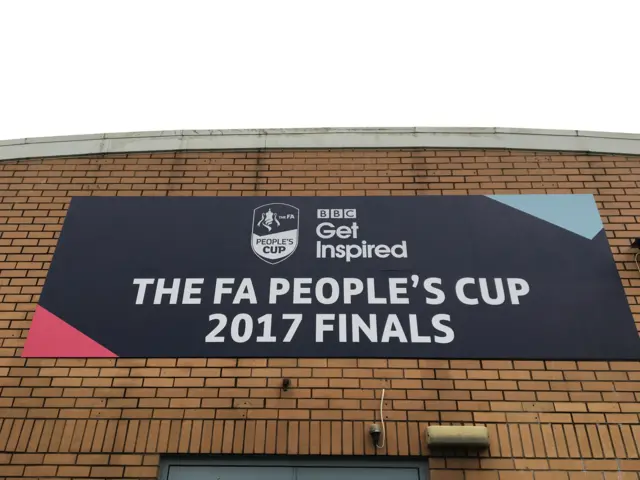 FA People's Cup  branding outside the finals venue in Birmingham