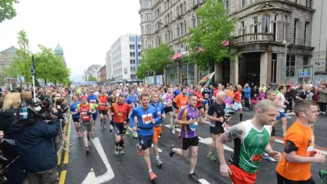 Runners in the Belfast Marathon