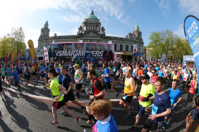 Runners in the Belfast Marathon