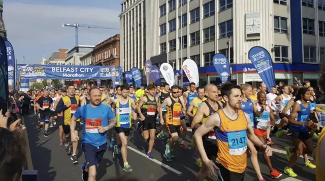 Runners in the Belfast Marathon