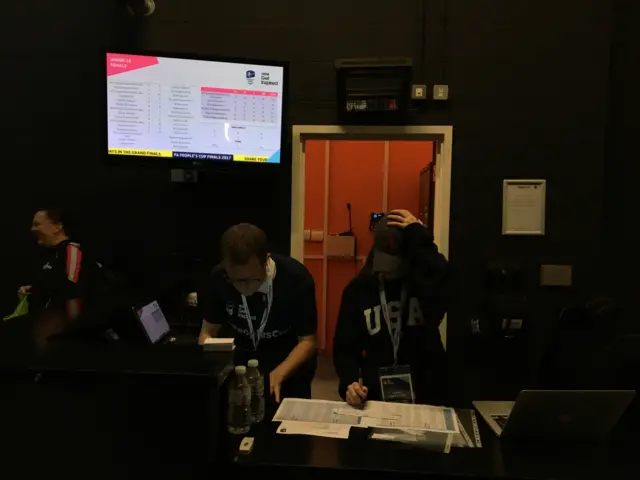 The results desk at the FA People's Cup finals in Birmingham