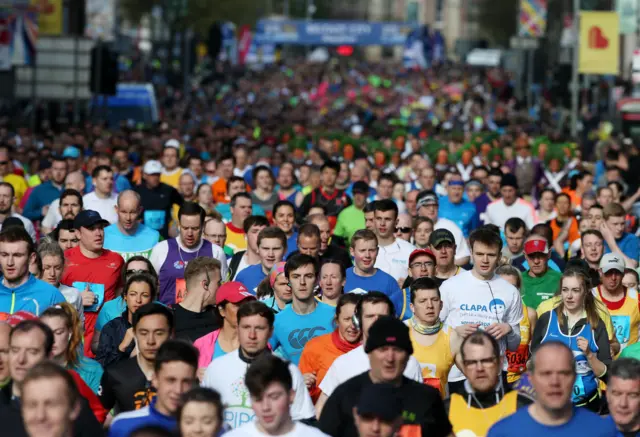 Runners in the Belfast Marathon