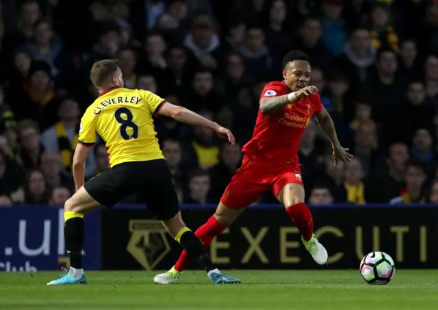 Nathaniel Clyne and Watford"s Tom Cleverley