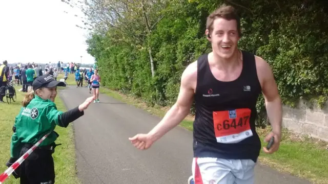 A runner in the Belfast Marathon