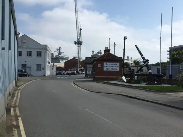 Deserted road by Falmouth Docks