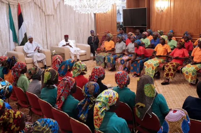 Buhari meets the Chibok girls