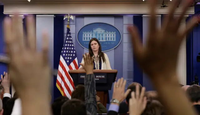 White House spokeswoman Sarah Sanders holds a press briefing at the White House in Washington, U.S., May 10, 2017.